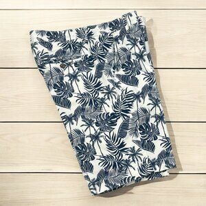 Hudson‎ & Barrow White Blue Tropical Floral Print Shorts